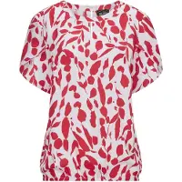 Goldner Satinbluse "Viskosebluse mit Tulpenärmeln", Damen, Gr. 38, rot (rot, weiß, gemustert), Obermaterial: 100% Viskose CV., gerade, Tulpenärmel, Blusen Satinbluse, Two in One