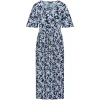Goldner Sommerkleid "Wickelkleid mit floralem Design" Ohne Taschen Mit plissiertem Rockteil