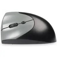 BakkerElkhuizen Vertikalmaus HandShake 3-Mode, ergonomisch, für Linkshänder, 7 Tasten und Scrollrad, 1000-6400 dpi, USB/Bluetooth/Kabel, grau-schwarz