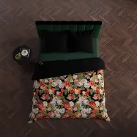 MARKIZETA HOME Bettwäsche, Baumwollsatin, hohe Qualität 200x220 Tulipas Schwarz, Blumen