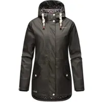 NAVAHOO Damen Regen Jacke Parka Wasserdicht Gefüttert Funktionsjacke Ocean Heart Schwarz Gr. 34 - XS