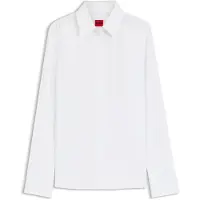 HUGO für Damen. 50554568 Slim Fit Twill Hemd weiß (44), Lässig, Baumwolle, Klassisch, Langarm
