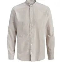 Jack & Jones Langarmhemd "JJEBREEZE LINEN BLEND BAND SHIRT L/S SN" mit Stehkragen