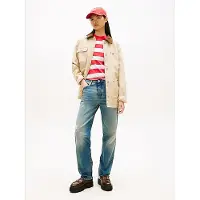 Tommy Hilfiger Straight-Jeans TOMMY JEANS "KIRA MR SLIM STR CBF BJ2032", Damen, Gr. 33, Länge 28, blau (denim medium), Denim/Jeans, Obermaterial: 100% Baumwolle, unifarben, slim fit, Jeans Straight-Jeans