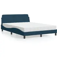 vidaXL Bett mit Matratze "Dover" Blau 140x190 cm Samt