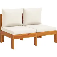 vidaXL Gartensofa ohne Armlehnen mit Kissen 2-Sitzer Massivholz Akazie