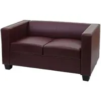 Mendler 2er Sofa Couch Loungesofa Lille Kunstleder, rot-braun