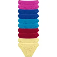 Bonprix Slip "Slip (10er Pack)", Damen, Gr. 48/50 (XL), 10 Stk., rosa (bunt, fuchsia), Obermaterial: 100% Baumwolle, Unterhosen Slip, bequeme Passform, aus Baumwolle, verschiedene Farben, im 10er Pack