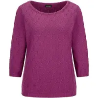 Goldner Rundhalspullover "Kurzgröße Halbarm Baumwollpullover mit Struktur" 3/4-Ärmel