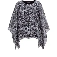 Goldner "Kurzgröße Tunikbluse mit Chiffon-Überwurf, Print" Leichter Chiffon
