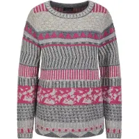 Goldner Strickpullover "Norwegerpullover mit U-Boot-Ausschnitt" Norwegermuster