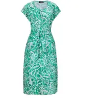 Goldner Sommerkleid "Kurzgröße Leinenkleid Ethno, Halbarm" Eingrifftaschen Mit Bindegürtel und Taschen