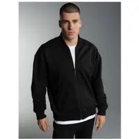 Trigema Sweatjacke "Collegejacke in weicher Sweat-Qualität", Herren, Gr. M, schwarz, Sweatware, 70% Baumwolle, 30% Polyester, Basic, Sweatjacken Sweatjacke