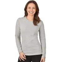Trigema Longsleeve "Langarmshirt", Damen, Gr. XL, grau (grau, melange), Feinstrick, 95% Baumwolle, 5% Elasthan, Basic, lang, Rundhals, Shirts Longsleeve