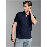 Trigema Poloshirt "Poloshirt mit dreifarbiger Knopfleiste", Herren, Gr. XL, navy, Piqué, 100% Baumwolle, Basic, ohne Ausschnitt, Shirts Poloshirt