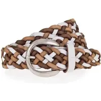 Tamaris Flechtgürtel "Dana Silver", Damen, Gr. 85, weiß (weiß, varied), Rindsleder, Flechtoptik, mehrfarbig, Gürtel Flechtgürtel, mit individueller Längenverstellung, aus Rindsleder, 3 cm breit