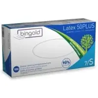 BINGOLD GmbH & Co. KG BINGOLD Latex 50PLUS Einweghandschuhe, natur 604217 , 1 Karton = 10 Packungen à 100 Stück, Größe S