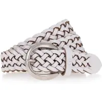 Tamaris Flechtgürtel "Dana Silver", Damen, Gr. 115, weiß, Rindsleder, Flechtoptik, unifarben, Gürtel Flechtgürtel, mit individueller Längenverstellung, aus Rindsleder, 3 cm breit