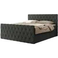 MKS Meble Boxspringbett 160x200 mit Bettkasten, Bett 160x200 mit Matratze H3, Boxspringbett 160x200 mit Topper - Miren Duo - Dunkelgrau Strukture - H3