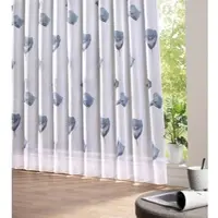 Weckbrodt Gardine "Calla" Gr. 4, blau (blau, weiß), B:375cm H:245cm, Polyester, Gardinen, Gardine, Voile, bedruckt, floral, geblümt, halbtransparent, Beschwerungsband