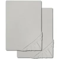 CloudComfort Doppelpack Basic Spannbettlaken Jersey-Stretch silber grau 180 x 190 - 200 x 200 cm (2 Stück)
