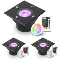 Longlife LED LED Bodeneinbaustrahler Schwarz FLACH eckig 230V IP67 - Leuchtmittel: 5W RGB+CCT...