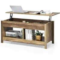 Costway Couchtisch höhenverstellbar, Sofatisch Beistelltisch mit Ablagefach, Sofatisch aus Holz, Kaffeetisch Teetisch für Wohnzimmer Balkon Flur (Natur)