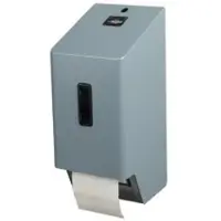 Ophardt hygiene SanTRAL Plus TTU 2 Toilettenpapierspender, Edelstahl, Manueller robuster Doppel Toilettenrollenspender, Farbe: hellgrau-blau, P