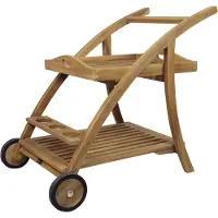 Axi Adi Servierwagen aus Teak Holz mit abnehmbarem Tablett & Flaschenhalter | Küchenwagen mit Rollen für Garten, Balkon, Terrasse | Rollwagen für Outdoor / Küche aus Teakholz | 70 x 48 x 70 cm
