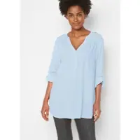 Bonprix Tunika "Tunikabluse aus softer Viskose", Damen, Gr. 48, blau (hellblau), Obermaterial: 100% Viskose, regular fit, Tuniken Tunika, Casual Stil, Regular Fit, mit Rundsaum, mit Knopfleiste