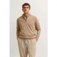Bugatti Troyer "Regular Fit", Herren, Gr. 3XL, beige (40, beige), Sweatware, 100% Baumwolle, unifarben, regular fit, ohne Ausschnitt, Pullover Troyer, aus Baumwolle mit Stehkragen