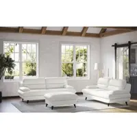 Cotta 2,5-Sitzer "Pike, B: 198 cm", weiß (bianco), B:198cm H:90cm T:95cm, GEDECKTES RINDSLEDER, Sofas, 2 5-Sitzer, mit Metallfüße, wahlweise auch in Echtleder