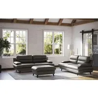 Cotta 3-Sitzer "Pike, B: 218 cm", grau (fango), B:218cm H:90cm T:95cm, GEDECKTES RINDSLEDER, Sofas, 3-Sitzer, mit Metallfüße, wahlweise auch in Echtleder