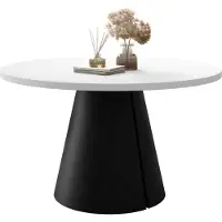 Mirjan 24 Tisch Calma 100, Esszimmer Tisch, Beine aus Stahl (Farbe: Schwarz / Arktisches Weiß)