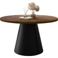 Mirjan 24 Tisch Calma 100, Esszimmer Tisch, Beine aus Stahl (Farbe: Schwarz / Nuss Franklin)