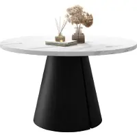 Mirjan 24 Tisch Calma 120, Esszimmer Tisch, Beine aus Stahl (Farbe: Schwarz / Bianco Marmor)