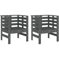 vidaXL Gartenstühle 2 Stk. Grau 61,5x53x71 cm Massivholz Kiefer