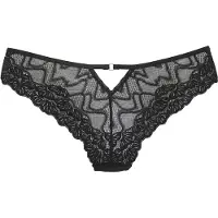 LASCANA String "Romea", Damen, Gr. 48/50, blau (schwarz), Spitze, Obermaterial: 90% Polyamid, 10% Elasthan, Unterhosen String, mit sexy Cut-Outs und feinem Ringaccessoire
