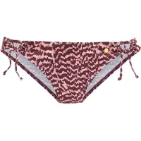 LASCANA Bikini-Hose "Holly", Damen, Gr. 42, N-Gr, rot (bordeaux bedruckt), Recycling-Polyamid, bedruckt, Badehosen Bikini-Hose, seitlich zu binden