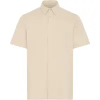 Casual Friday Kurzarmhemd "Kurzarmhemd CFFolke", Herren, Gr. M, N-Gr, beige (island fossil), Obermaterial: 95% Baumwolle CO. 5% Elasthan EL., Hemden Kurzarmhemd