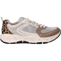 Rieker Plateausneaker , Damen, Gr. 43, beige (creme, taupe, leo), Lederimitat, Textil, Schuhe Plateausneaker, Schnürschuh, Freizeitsneaker, Halbschuh mit MemoSoft-Innensohle