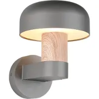 TRIO Außenwandleuchte Fraser, grau/Holzoptik, Alu, IP54, E27