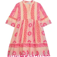 DANAMADE Sommerkleid "Dresses DLOTTE", Mädchen, Gr. 110, pink (neon pink), Obermaterial: 60% Baumwolle, 40% Polyester. Futter: 100% Baumwolle, Kleider Sommerkleid