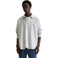 Marc O'Polo Langarmhemd DENIM, Herren, Gr. XL, N-Gr, weiß (sanftes weiß), Web, Obermaterial: 100% Baumwolle, gestreift, normal, Manschette, Hemden Langarmhemd