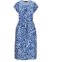 Goldner Sommerkleid "Kurzgröße Leinenkleid Ethno, Halbarm" Eingrifftaschen Mit Bindegürtel und Taschen