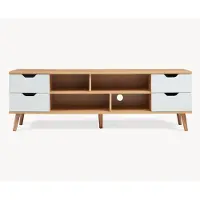 En.casa Fernsehschrank 'Bordkak' mit 4 Schubladen 140 x 30 x 45 cm Eicheoptik / Weiß