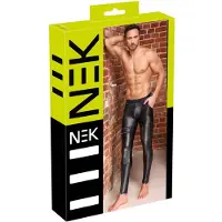 NEK Herren Hose Schwarz Mattlook aus Polyester-Elasthan mit Zipper-Details