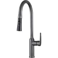 Avizar , Ausziehbare Küchenarmatur mit flexiblem Brausekopf, Schwarz / Silber