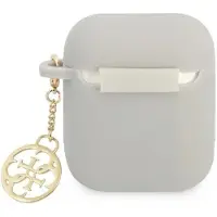 GUESS GUA2LSC4EG AirPods 1/2 Hülle grau/grau Silikon-Charm 4G Kollektion