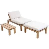 Sweeek - Modulares Loungeset aus naturfarbenem Akazienholz, 1-Sitzer, 3-fach verstellbar mit Tisch - Natur